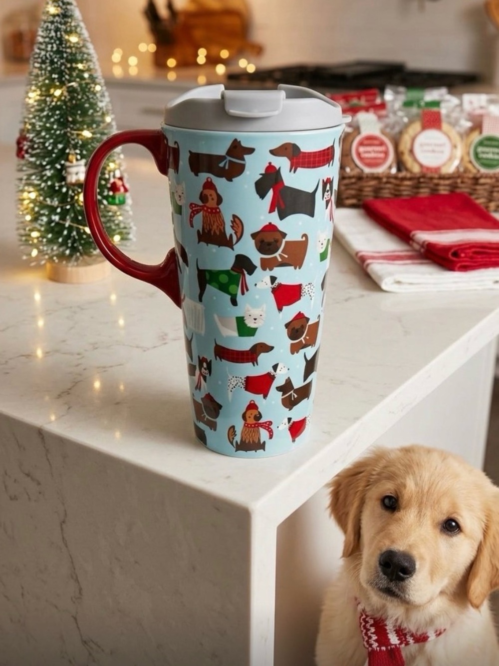 Cypress Home 17oz "Festive Fido" Ceramic Travel Mug